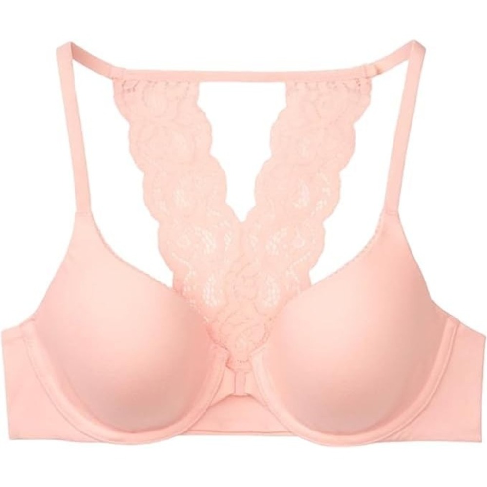 Victoria's Secret Push Up Bra Women 36D Pink Perfect Shape Lace Racerback